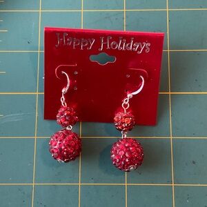 Red Beaded Dangle Earrings